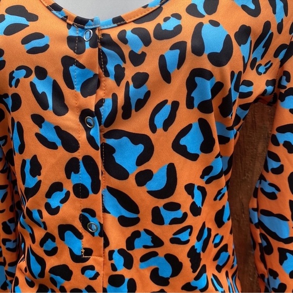 Women's Leopard Print Sleepwear - Orange Blue Size XL - Picture 5 of 8